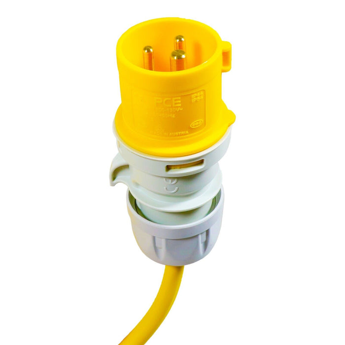 110V Extension Lead 14m 16A 1.5mm Extra Long Outdoor Construction Site Generator Cable (Yellow)