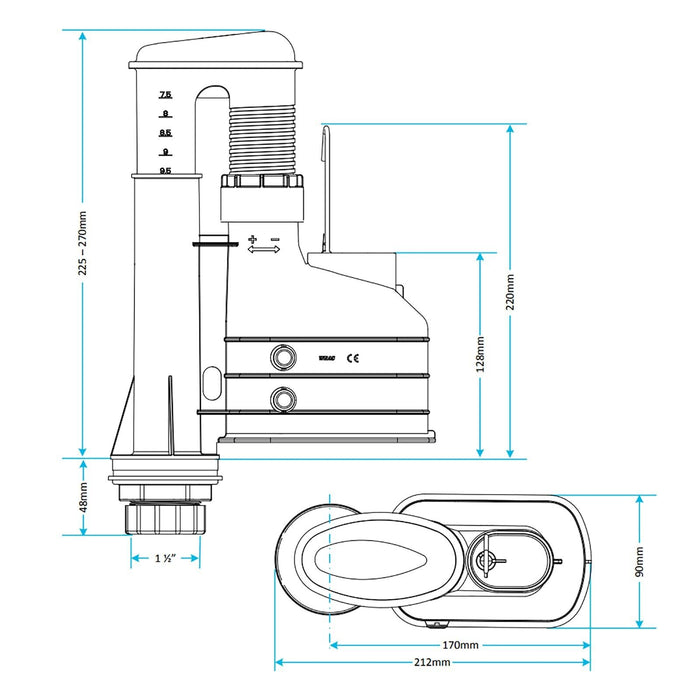 Dual Flush Toilet Syphon Height Adjustable 7.5" to 9.5" WC Cistern Internal Overflow Lever