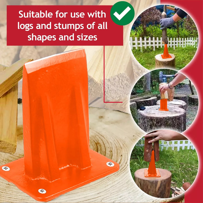 Kindling Splitter Firewood Wedge Splitting Base + Drill Blade Sharpener Attachment + Safety Goggles Kit