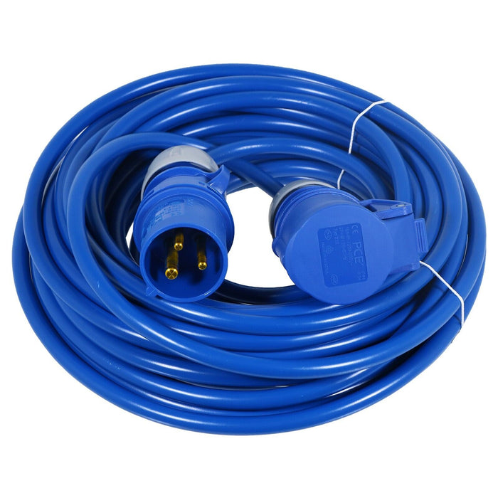 16A Extension Lead 14m 240V 2.5mm Outdoor Caravan Motorhome Hook Up Heavy Duty Power Cable (Blue)