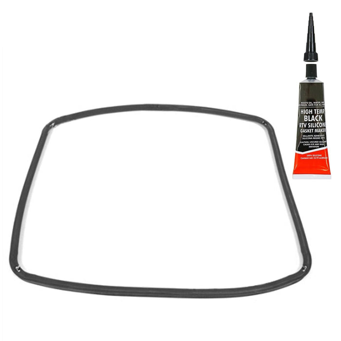 Main Rubber Door Seal with Corner Fixing Clips + Sealing Glue for Whirlpool Oven Cookers (445mm x 350mm)