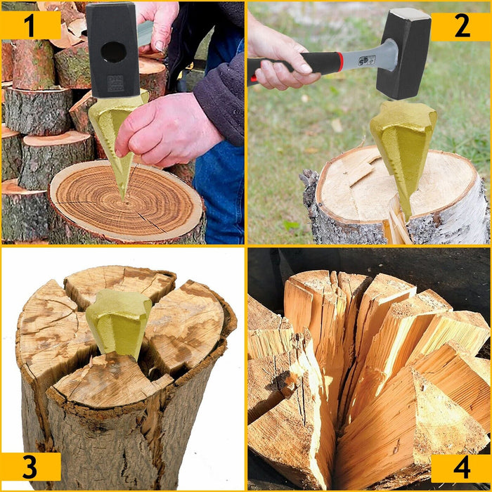 Log Splitting Safety Kit (Splitter Maul Wedge + 4lb Lump Hammer + Mesh Visor Shield)