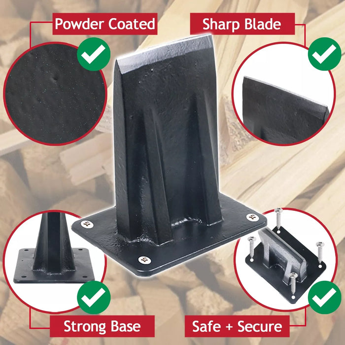 Kindling Splitter Lump Sledge Hammer Kit Heavy Duty Mounted Log Splitting Wood Chisel Wedge Set (Large)