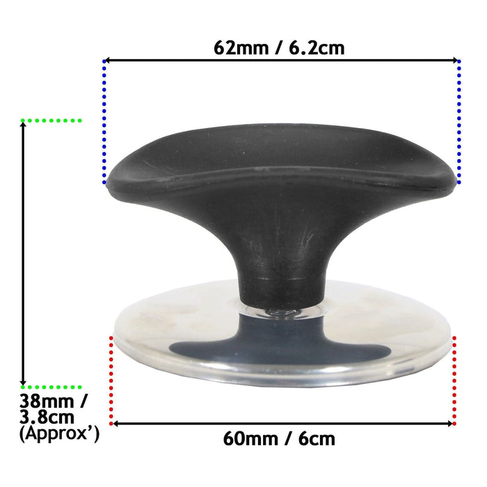Universal Pan Lid Handle 6cm Saucepan Slow Cooker Steamer Pot Knobs (Black / Chrome Silver, Pack of 3)