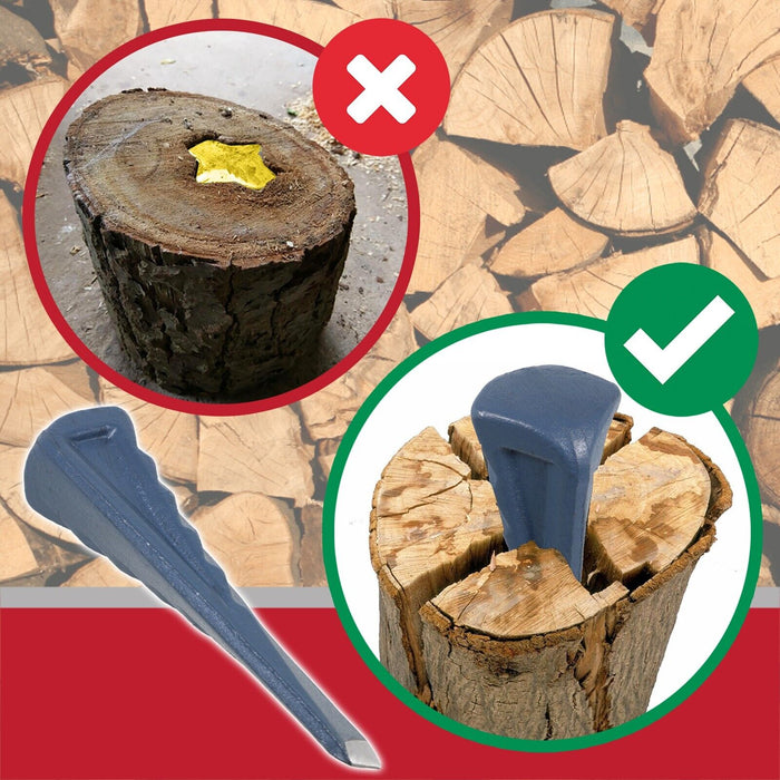 Twisted Log Splitter 2.5KG 9" Steel Wedge + 2KG Lump Sledge Club Hammer Heavy Duty Kit