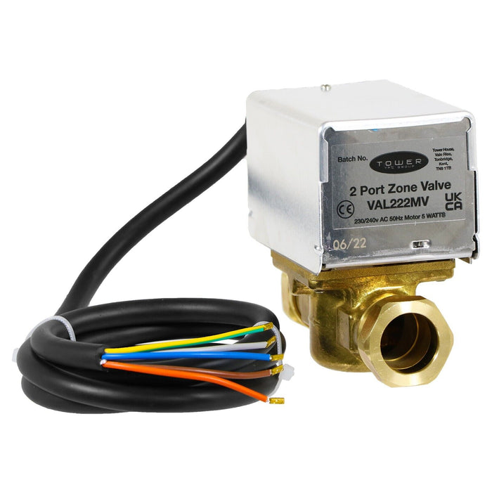 Tower 22mm Zone Valve 2 Port Motorised 5 Wire Boiler Central Heating Control VAL222MV