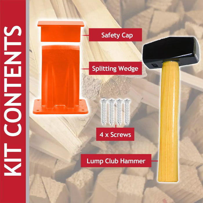 Kindling Splitter Lump Hammer Log Firewood Splitting Heavy Duty Mounted Wood Timber Chisel Wedge Kit