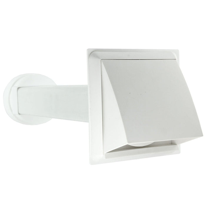 Cooker Hood External Vent Kit 4" 5" 6" 100mm 125mm 150mm Universal Exterior Wall Ducting Set (White)