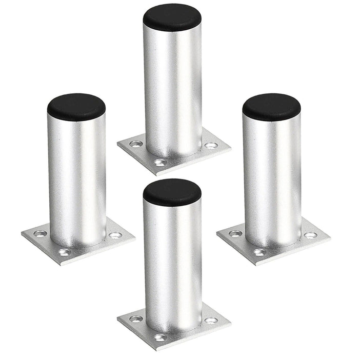 Universal Adjustable Furniture Feet 4.5" Silver Wardrobe Table Footrest Riser Legs (Pack of 4)