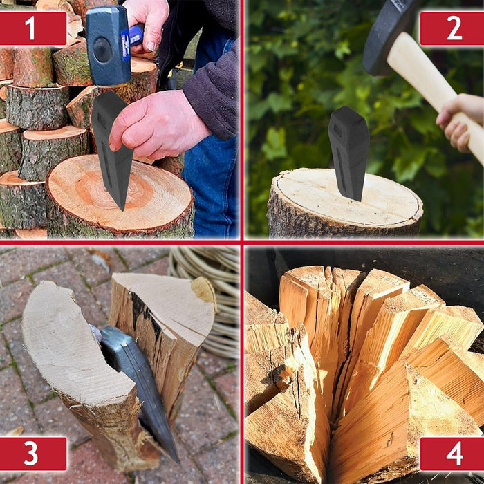 Log Splitter 2.5KG 10" Wood Splitting Chisel Wedge + Drill Blade Sharpener Attachment Kit