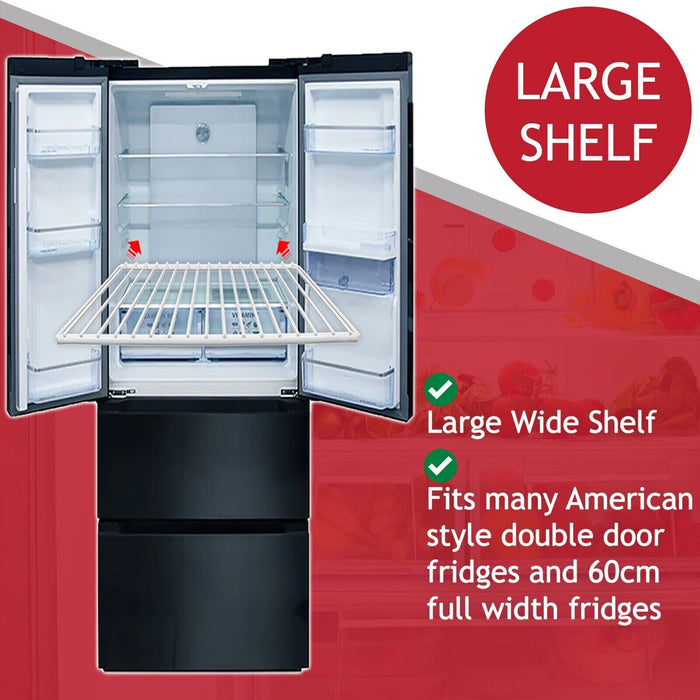 Universal Large Fridge Shelf Adjustable White Plastic Coated Shelves (Pack of 2, 425mm - 670mm x 320mm)
