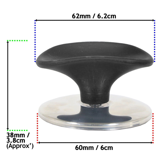 Universal Pan Lid Handle 6cm Saucepan Slow Cooker Steamer Pot Knob (Black / Chrome Silver)