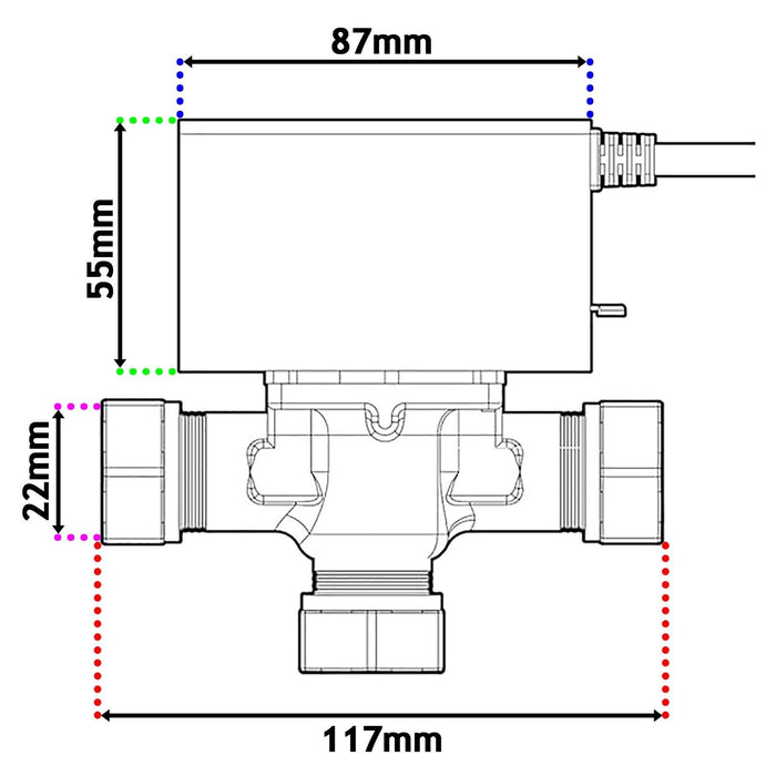 Tower VAL322MP 22mm 3 Port Motorised Mid Position Valve Central Heating Control