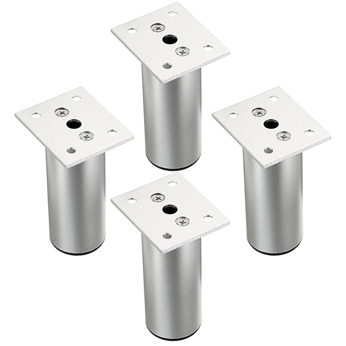 Universal Adjustable Furniture Feet 4.5" Silver Sofa Cabinet Bed Chair Riser Legs (Pack of 4)