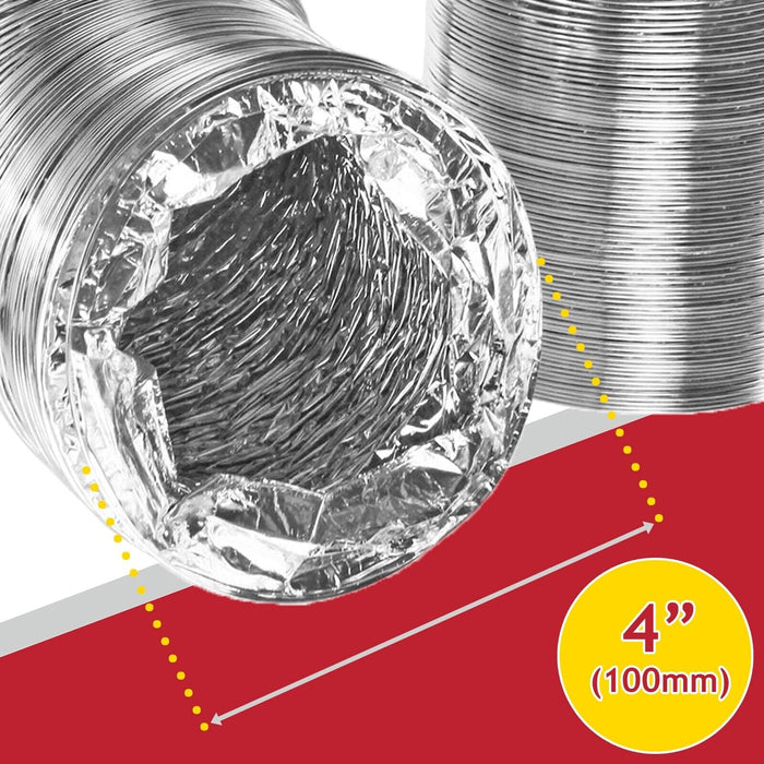 5m Aluminium Flexible Vent Hose Exhaust Pipe for Bush Tumble Dryer 4" / 100mm Diameter