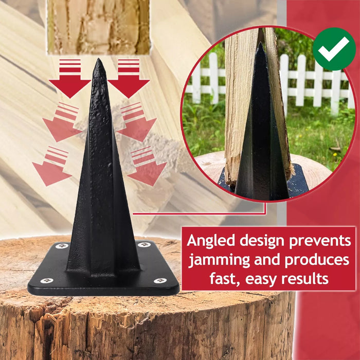 Kindling Splitter Lump Mallet Hammer Kit Heavy Duty Mounted Log Splitting Wood Chisel Wedge Set (Large)