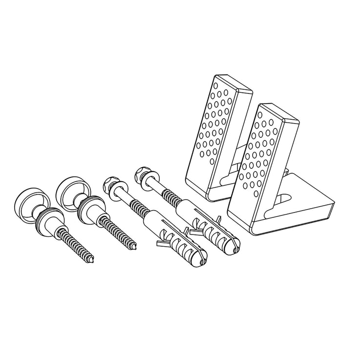 Toilet Pan Fixing Kit Angled Floor WC Bidet Basin Bathroom Bracket Set (White and Chrome Silver Caps)