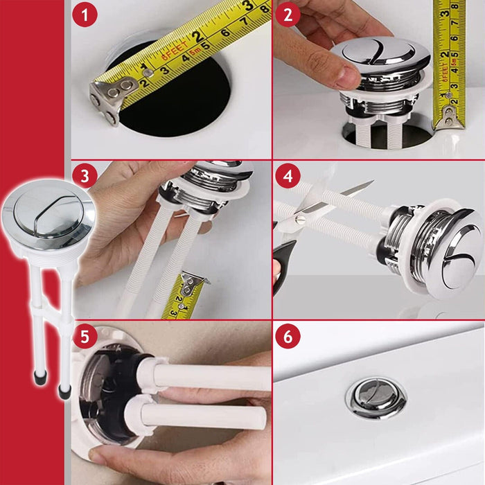 Toilet Dual Flush Button 58mm WC Cistern Chrome Plated 215mm Double Push Rod Kit