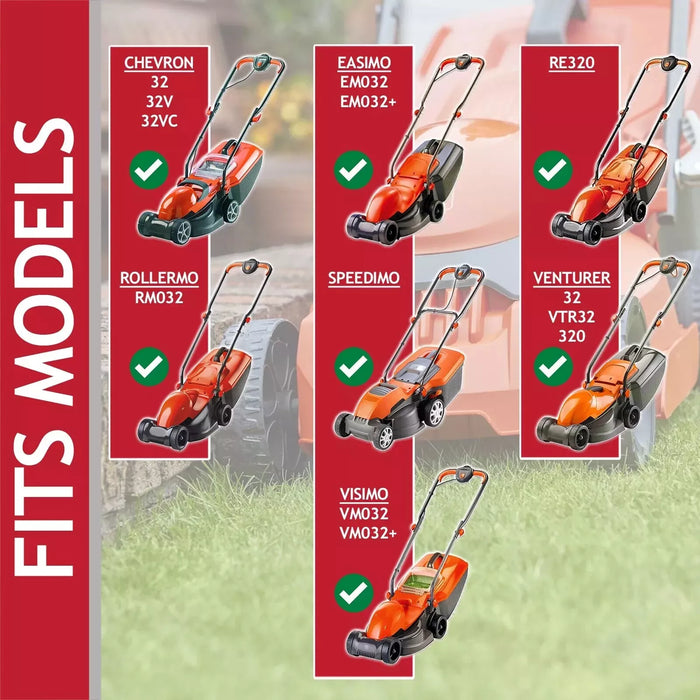 Metal Blade for Flymo Chevron 32 Easimo EM032 RE320 Rollermo RM032 Speedimo Venturer Visimo VM032 Lawnmower (32cm, Type FLY046)