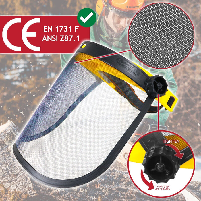 Log Splitter Face Shield Kit Wood Timber Splitting Chisel Wedge + Protective Mesh Visor Set