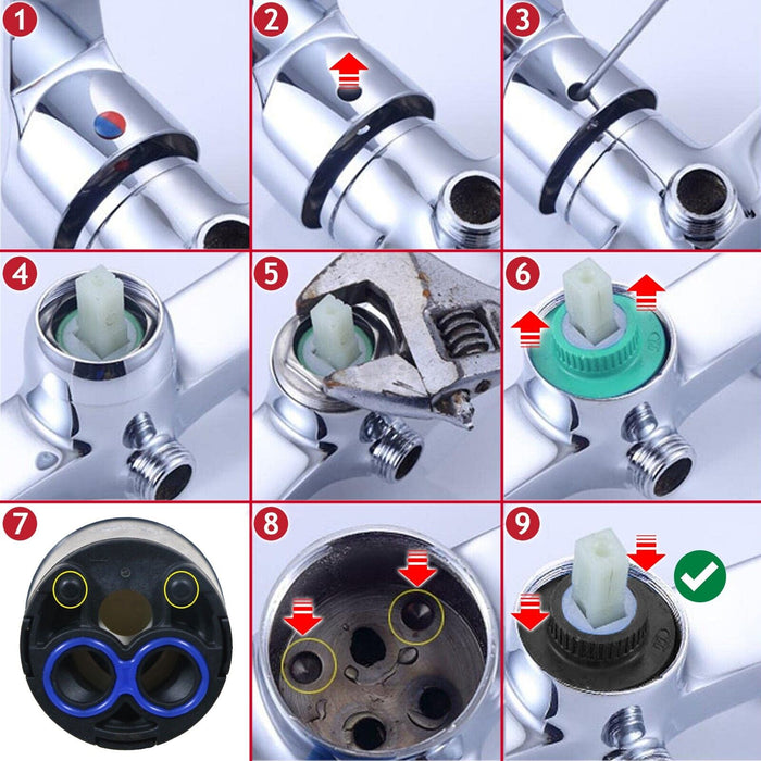 Mixer Tap Cartridge 35mm Single Monobloc Sink Basin Bath Hot Cold Water Valve (Pack of 2)