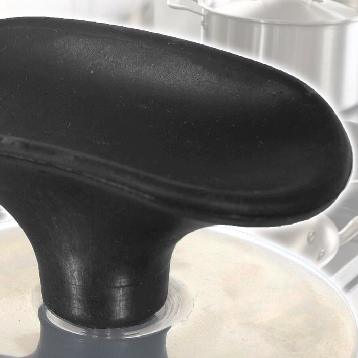 Universal Pan Lid Handle 6cm Saucepan Slow Cooker Steamer Pot Knobs (Black / Chrome Silver, Pack of 3)