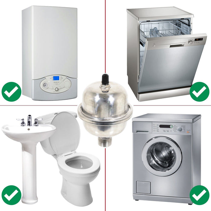 Mini Expansion Vessel Shock Arrestor Potable Water Hammer Pipe Noise Stop (1/2" BSP, 0.16L)