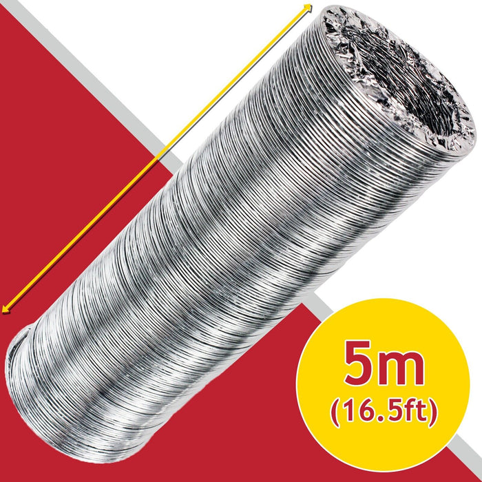 5m Aluminium Flexible Vent Hose Exhaust Pipe for Hotpoint Tumble Dryer 4" / 100mm Diameter