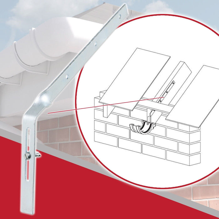 Gutter Side Rafter Bracket Universal Galvanised Steel Fascia Support Fixings (Pack of 5, 300mm)