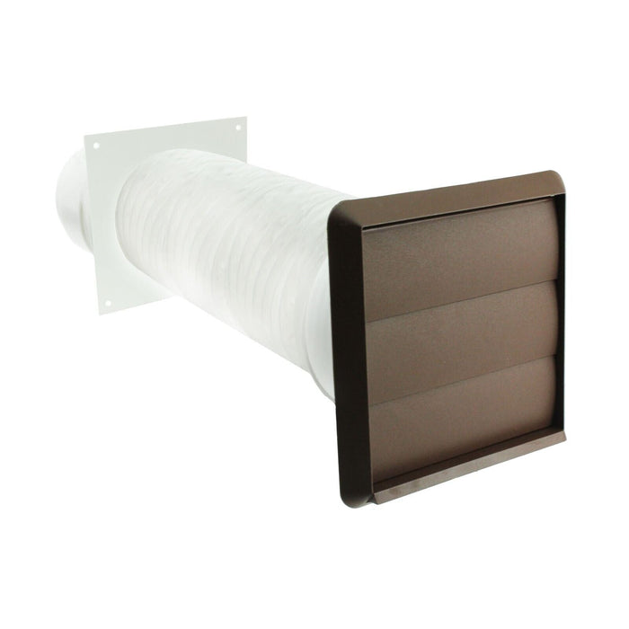 Cooker Hood External Vent Kit 4" 5" 6" 100mm 125mm 150mm Universal Exterior Wall Duct Set (Brown)