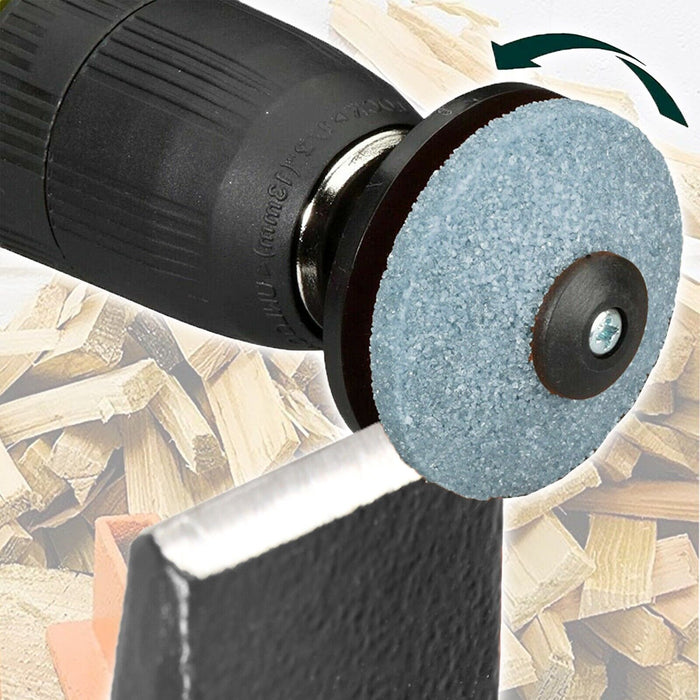 Log Splitter Blade Sharpener Kit 1.5KG 8" Wood Splitting Timber Chisel Wedges + Drill Attachment