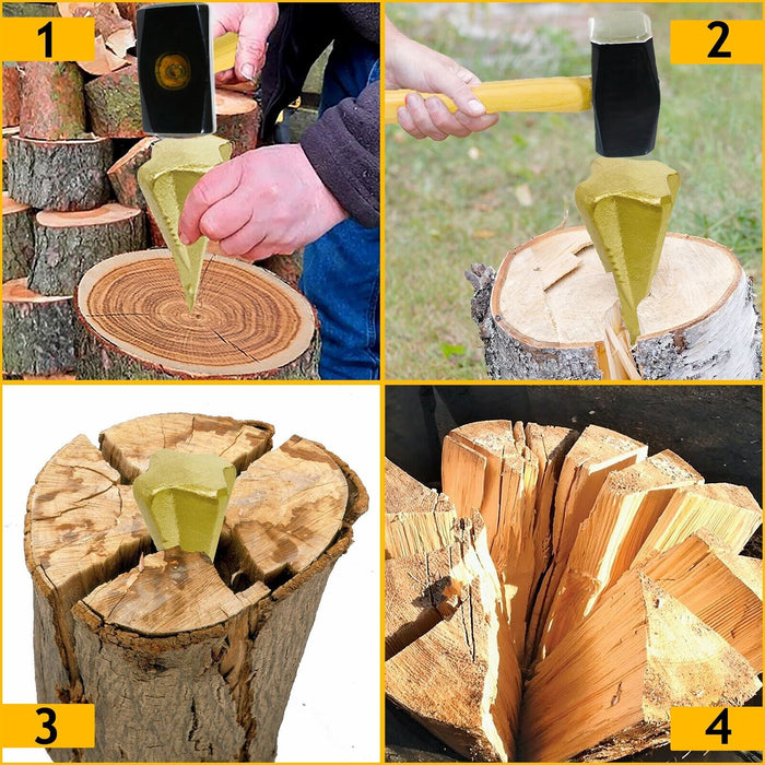Log Splitter Hammer Kit (4lb / 2kg Lump Club Sledge + Wood Splitting Maul Wedge)