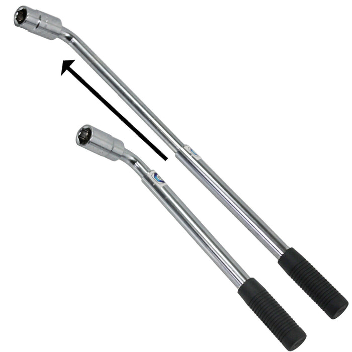 Extendable Wheel Nut Wrench 17mm 19mm Socket Brace Breaker Power Bar 1/2"dr
