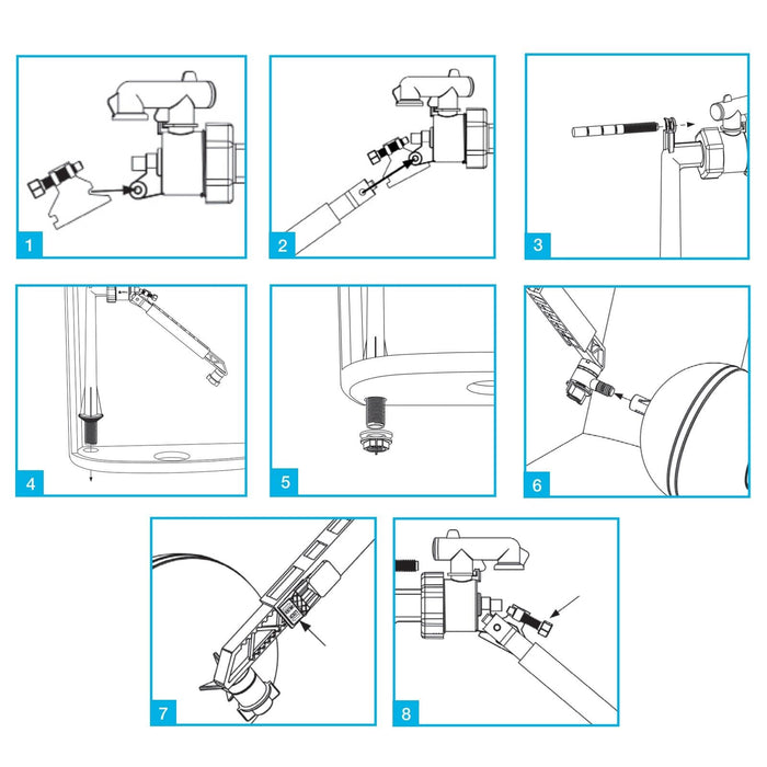 Bottom Entry Valve 1/2" Straight Toilet Cistern Filling Inlet + 6" Ball Float Kit