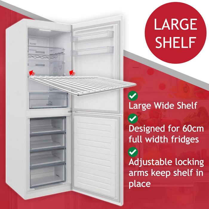 Fridge Shelf for Hisense Refrigerator Freezer Adjustable White Plastic Coated Extendable Arms (Large, 425mm - 670mm x 320mm)