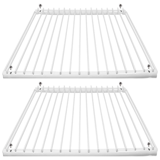 Universal Large Fridge Shelf Adjustable White Plastic Coated Shelves (Pack of 2, 425mm - 670mm x 320mm)