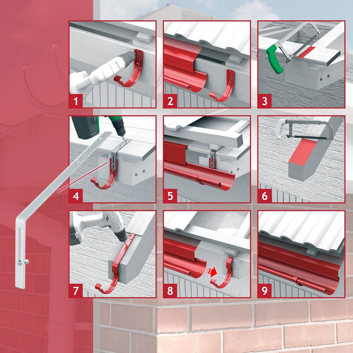 Gutter Top Rafter Bracket Universal Galvanised Steel Fascia Support Fixings (Pack of 10, 300mm)