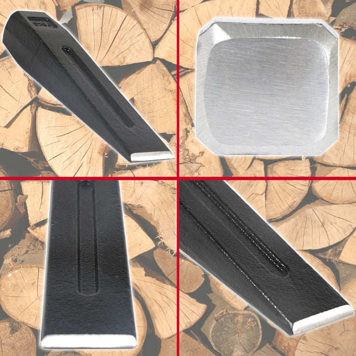 Log Splitter Safety Kit (Splitting Chisel Wedge + 4lb Lump Hammer + Mesh Visor Shield)