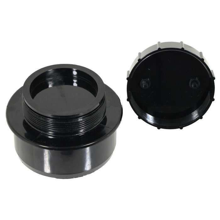 110mm Screwed Access Cap Ring Seal Soil System Vent Pipe Push Fit Plug (Black)