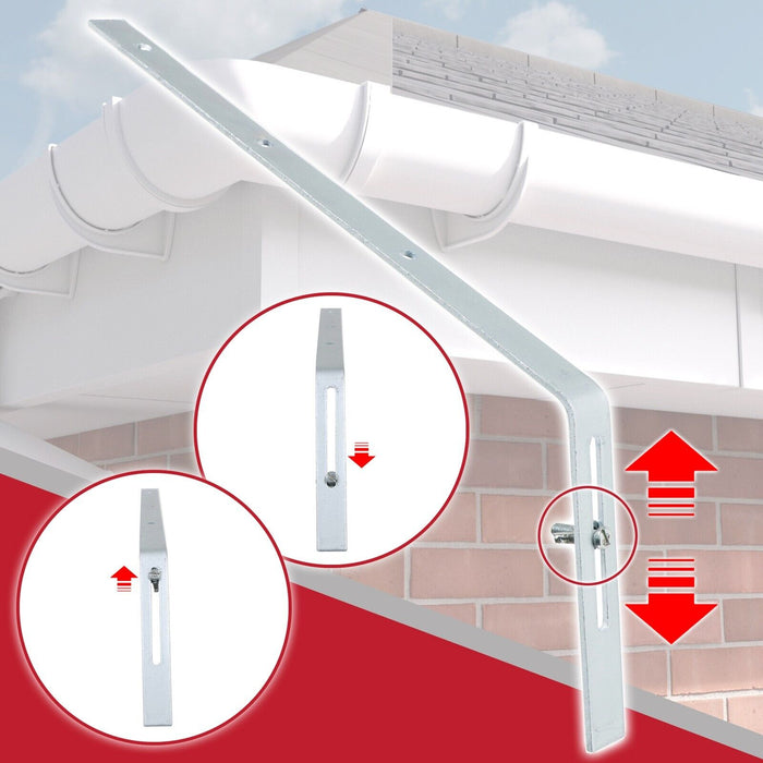 Gutter Top Rafter Bracket Universal Galvanised Steel Fascia Support Fixings (Pack of 10, 300mm)
