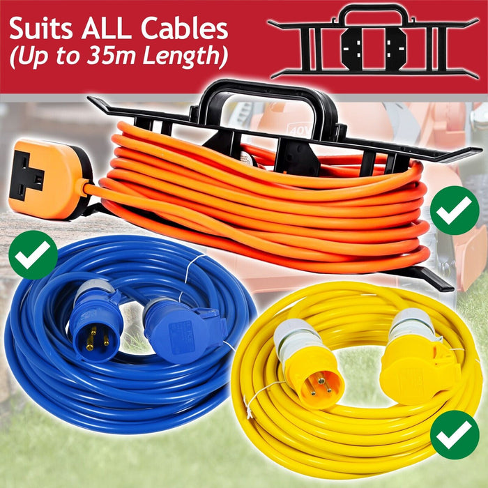 Lawnmower Cable Tidy Frame H Bracket Extension Power Lead Wire Storage Winder (360mm x 125mm)