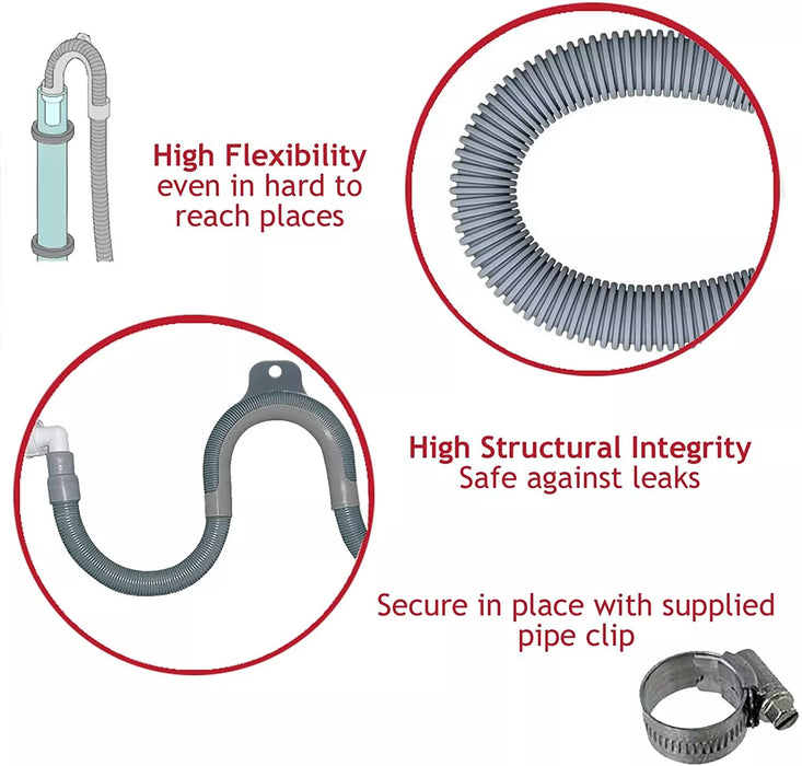 Drain Hose Extension Pipe Kit for Bosch Washing Machine Dishwasher (2.5m, 19mm / 22mm)