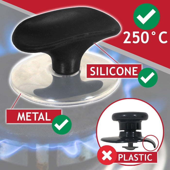 Universal Pan Lid Handle 6cm Saucepan Slow Cooker Steamer Pot Knobs (Black / Chrome Silver, Pack of 4)