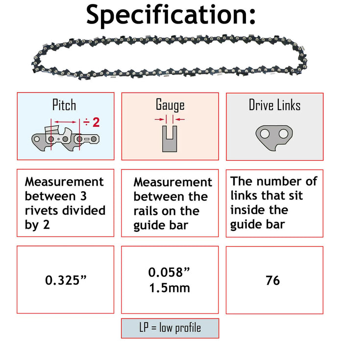 Chainsaw Chain for Timberpro 62CC CS4500 CS5200 CS5800 20" .325 .058 1.5mm 76DL