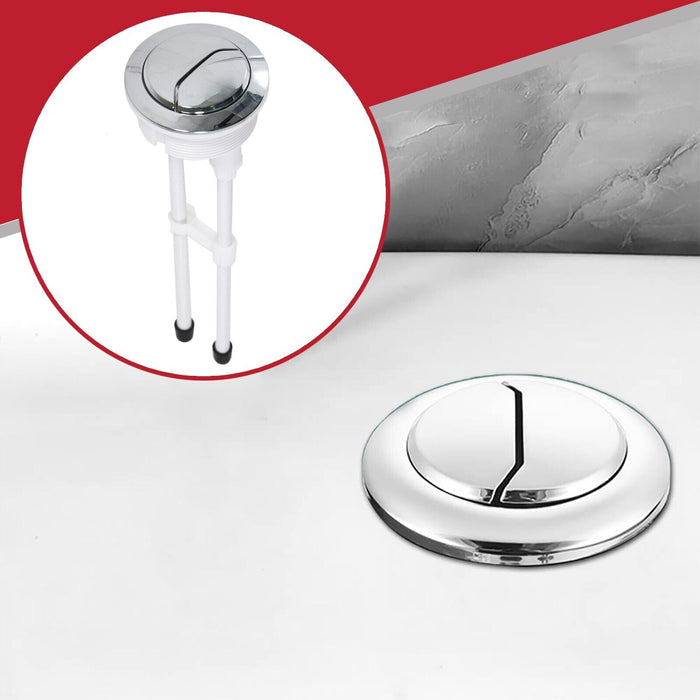 Toilet Dual Flush Button 58mm WC Cistern Chrome Plated 215mm Double Push Rod Kit