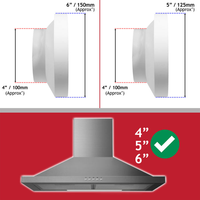 Cooker Hood External Vent Kit 4" 5" 6" 100mm 125mm 150mm Universal Exterior Wall Duct Set (Brown)