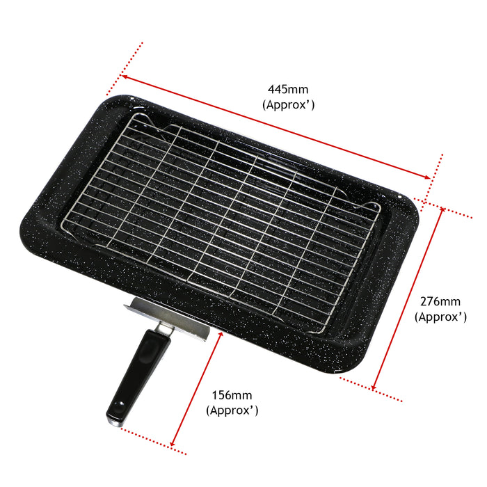 Enamel Grill Pan Tray Rack Grid Handle for Rangemaster Oven Cooker 445 x 276 mm