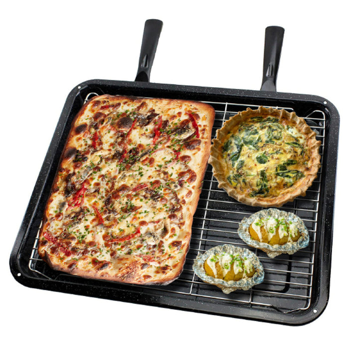 Universal XXL Extra Large Grill Pan Tray Double Handle Oven 440mm x 370mm