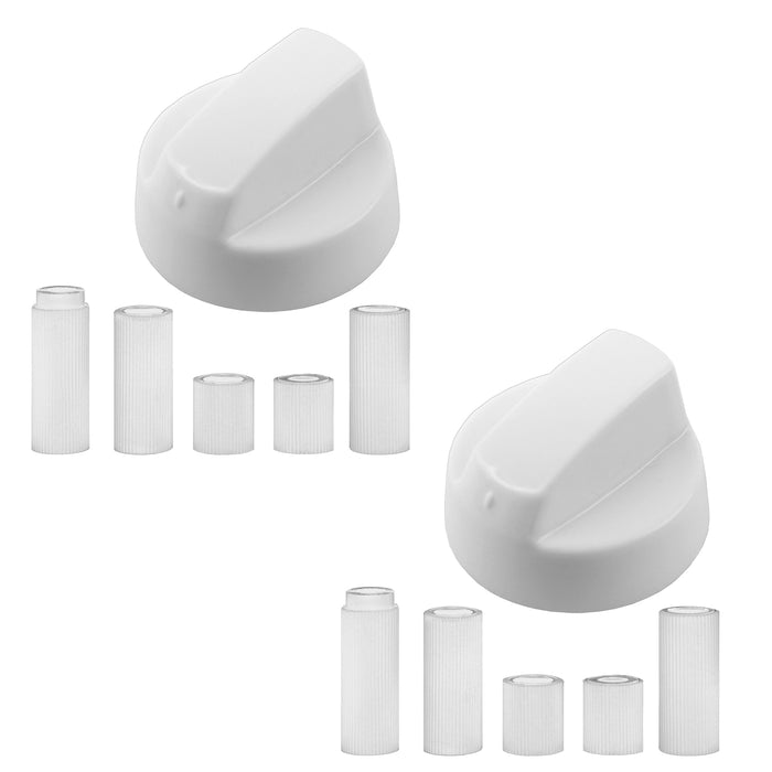 UNIVERSAL White CONTROL KNOB & ADAPTORS for FRIGIDAIRE Cooker Oven Hob x 2