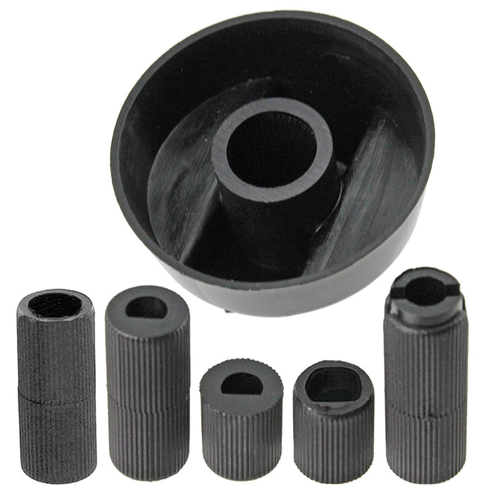 UNIVERSAL Black CONTROL KNOB & ADAPTORS for CREDA Cooker Oven Hob x 2